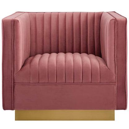 Sanguine Vertical Channel Tufted Accent Performance Velvet Armchair - living-essentials