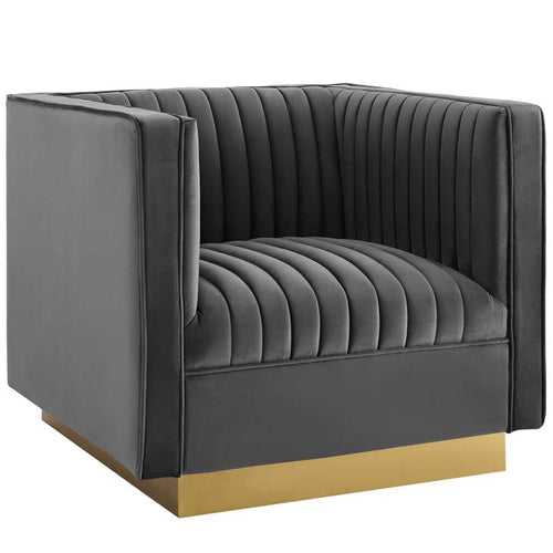Sanguine Vertical Channel Tufted Accent Performance Velvet Armchair - living-essentials