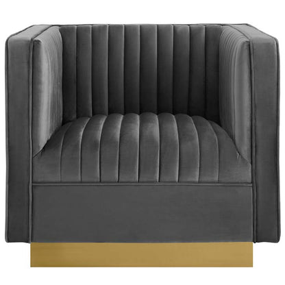 Sanguine Vertical Channel Tufted Accent Performance Velvet Armchair - living-essentials