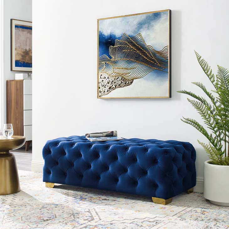 Realistic Button Tufted Performance Velvet Bench - living-essentials
