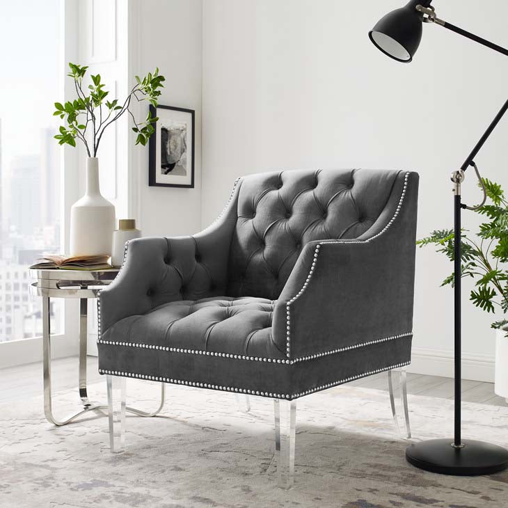 Renowned Tufted Button Accent Performance Velvet Armchair - living-essentials