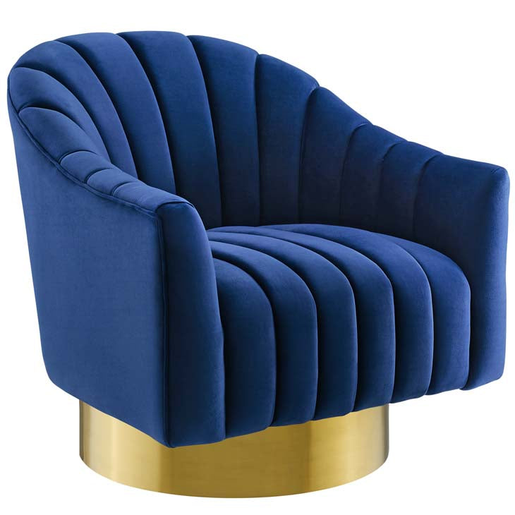Blithe Vertical Channel Tufted Accent Lounge Performance Velvet Swivel Chair - living-essentials