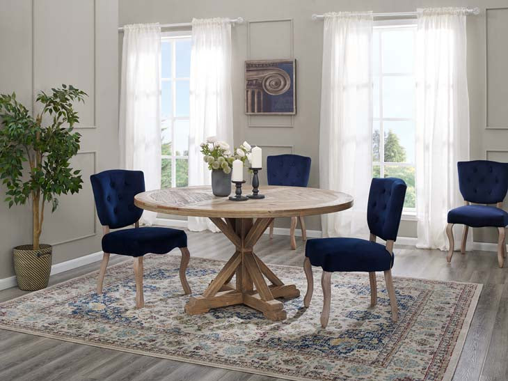 Sew 59" Round Pine Wood Dining Table - living-essentials