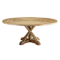 Sew 71" Round Pine Wood Dining Table - living-essentials