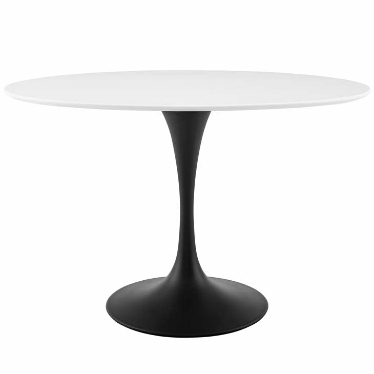 Tulip Style 48" Oval Wood Top Dining Table in Black White - living-essentials