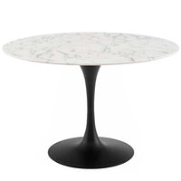 Tulip Style 47" Artificial Marble Black Base Dining Table - living-essentials