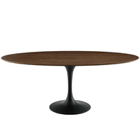 Tulip 78" Oval Wood Dining Table in Black Walnut - living-essentials