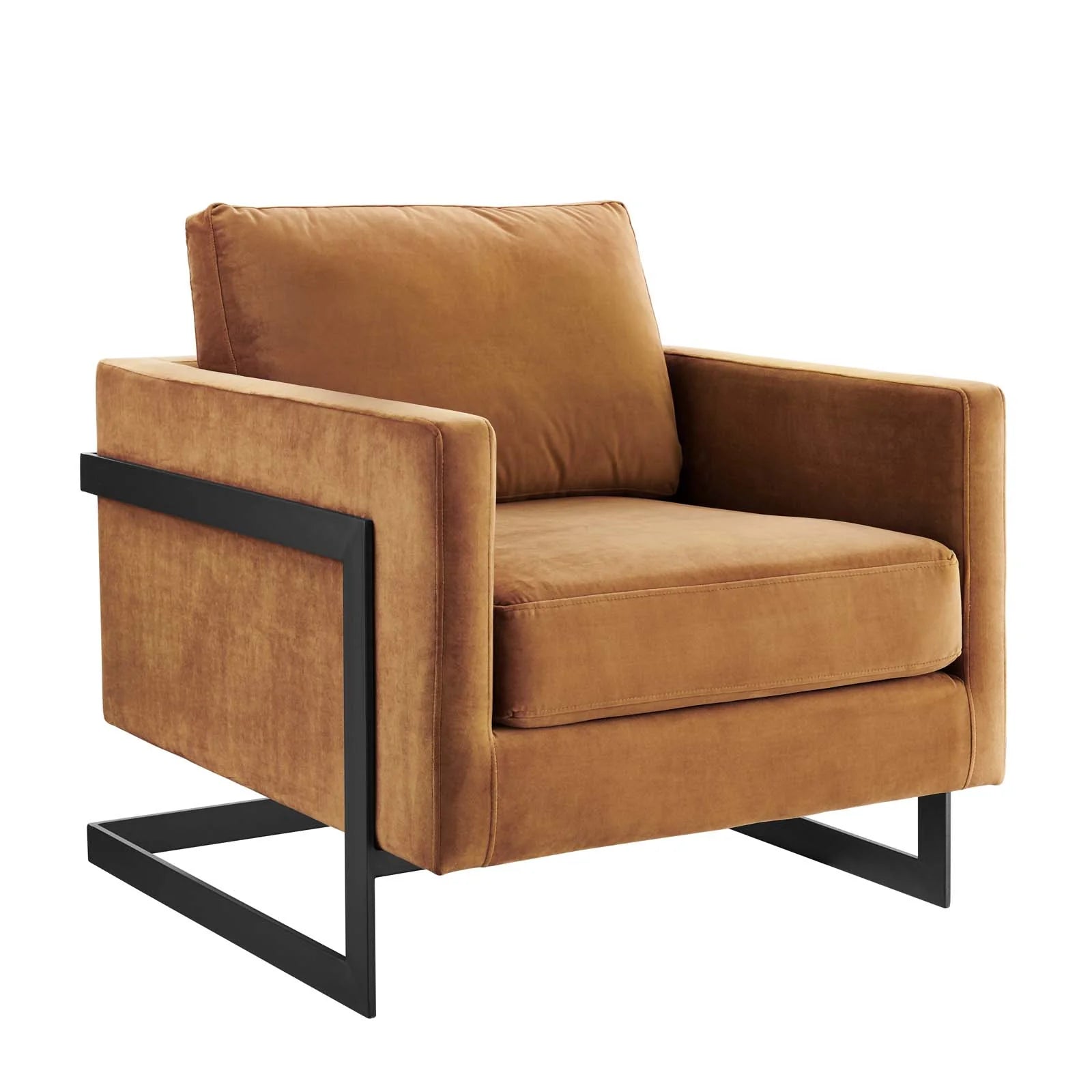 Everett Performance Velvet Accent Chair - Cognac