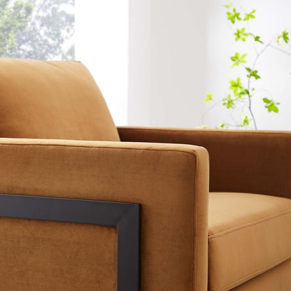 Everett Performance Velvet Accent Chair - Cognac