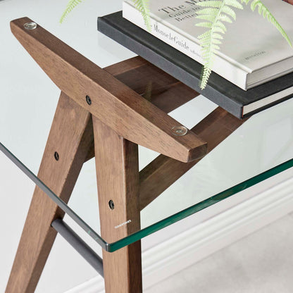 Stalwart Glass-Top Office Desk