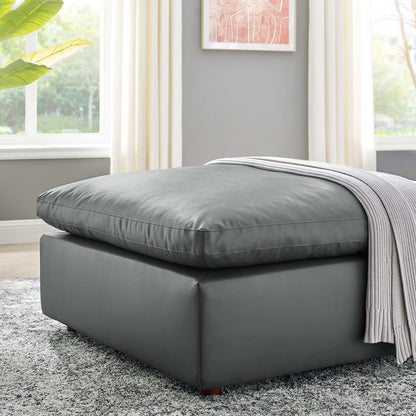 Nikora Down Filled Overstuffed Vegan Leather Ottoman