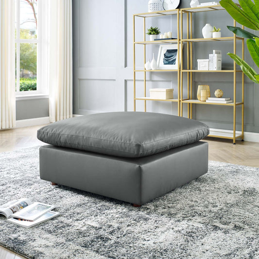 Nikora Down Filled Overstuffed Vegan Leather Ottoman