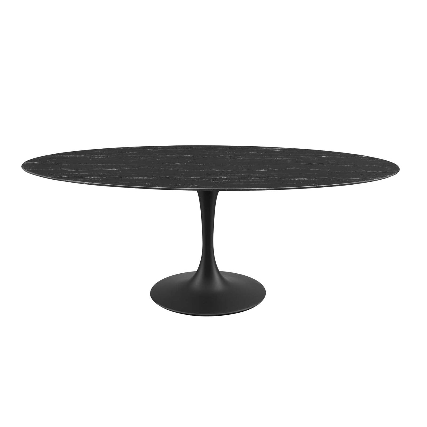 Tulip Style 78" Black Oval Artificial Marble Dining Table
