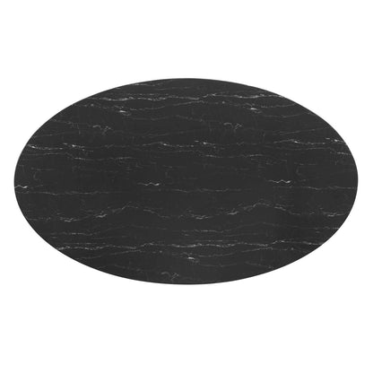 Tulip Style 78" Black Oval Artificial Marble Dining Table