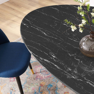 Tulip Style 78" Black Oval Artificial Marble Dining Table