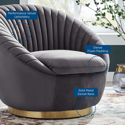 Tracey Tufted Performance Velvet Performance Velvet Swivel Chair