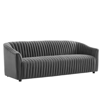 Brave Performance Velvet Channel Tufted Sofa