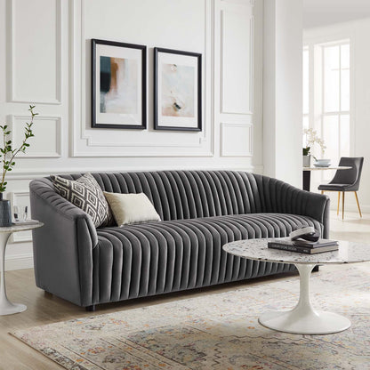 Brave Performance Velvet Channel Tufted Sofa