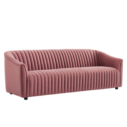 Brave Performance Velvet Channel Tufted Sofa