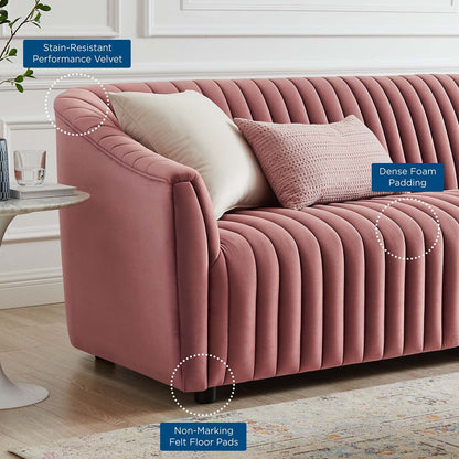 Brave Performance Velvet Channel Tufted Sofa
