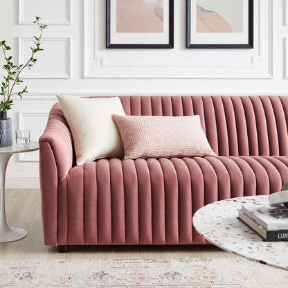 Brave Performance Velvet Channel Tufted Sofa