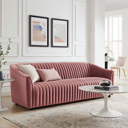 Brave Performance Velvet Channel Tufted Sofa