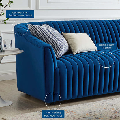 Brave Performance Velvet Channel Tufted Sofa