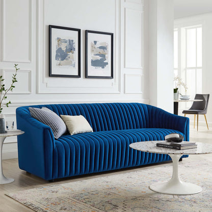 Brave Performance Velvet Channel Tufted Sofa
