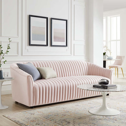 Brave Performance Velvet Channel Tufted Sofa
