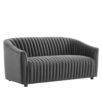 Brave Performance Velvet Channel Tufted Loveseat