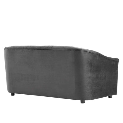 Brave Performance Velvet Channel Tufted Loveseat