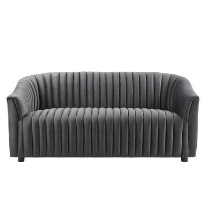 Brave Performance Velvet Channel Tufted Loveseat