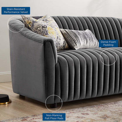 Brave Performance Velvet Channel Tufted Loveseat