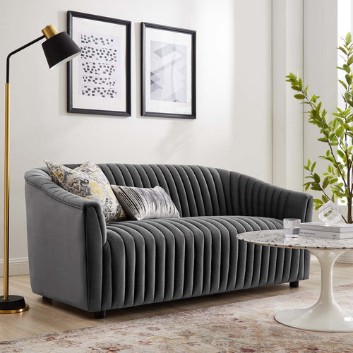 Brave Performance Velvet Channel Tufted Loveseat