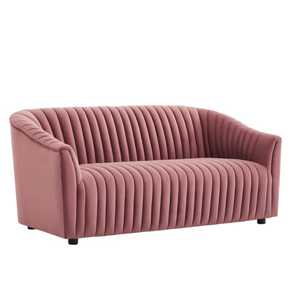 Brave Performance Velvet Channel Tufted Loveseat