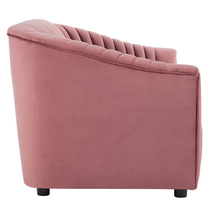 Brave Performance Velvet Channel Tufted Loveseat