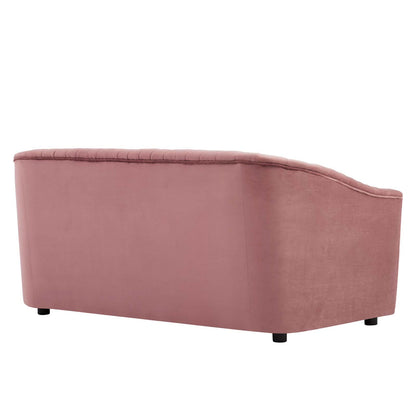 Brave Performance Velvet Channel Tufted Loveseat