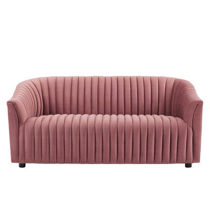 Brave Performance Velvet Channel Tufted Loveseat