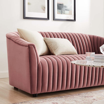 Brave Performance Velvet Channel Tufted Loveseat