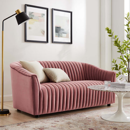Brave Performance Velvet Channel Tufted Loveseat
