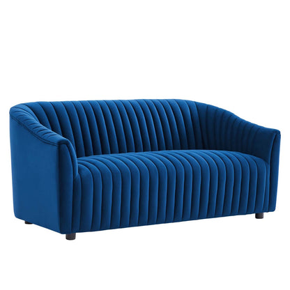 Brave Performance Velvet Channel Tufted Loveseat