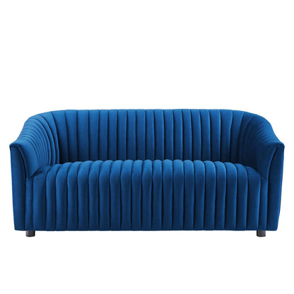 Brave Performance Velvet Channel Tufted Loveseat