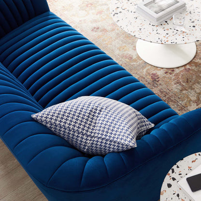 Brave Performance Velvet Channel Tufted Loveseat