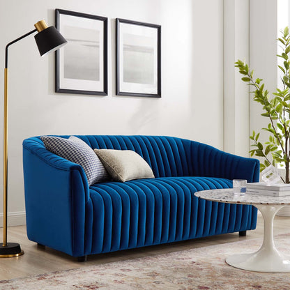 Brave Performance Velvet Channel Tufted Loveseat