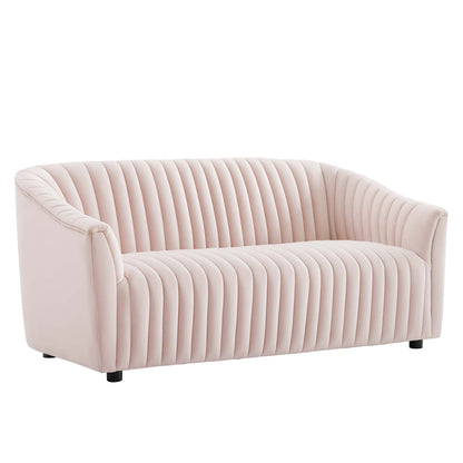 Brave Performance Velvet Channel Tufted Loveseat