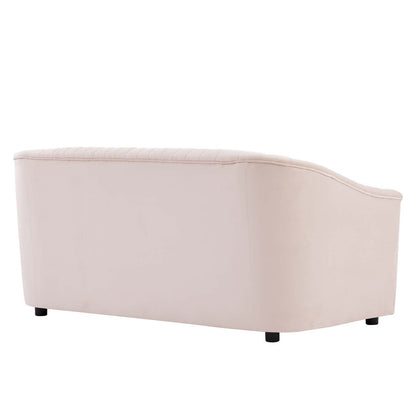 Brave Performance Velvet Channel Tufted Loveseat