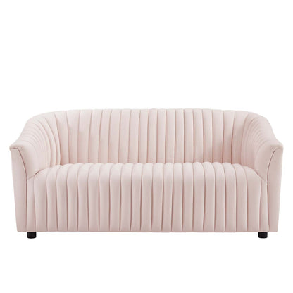 Brave Performance Velvet Channel Tufted Loveseat