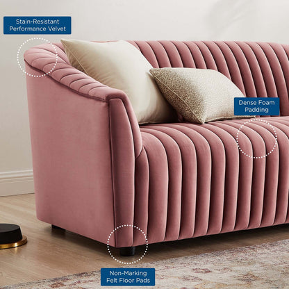 Brave Performance Velvet Channel Tufted Loveseat