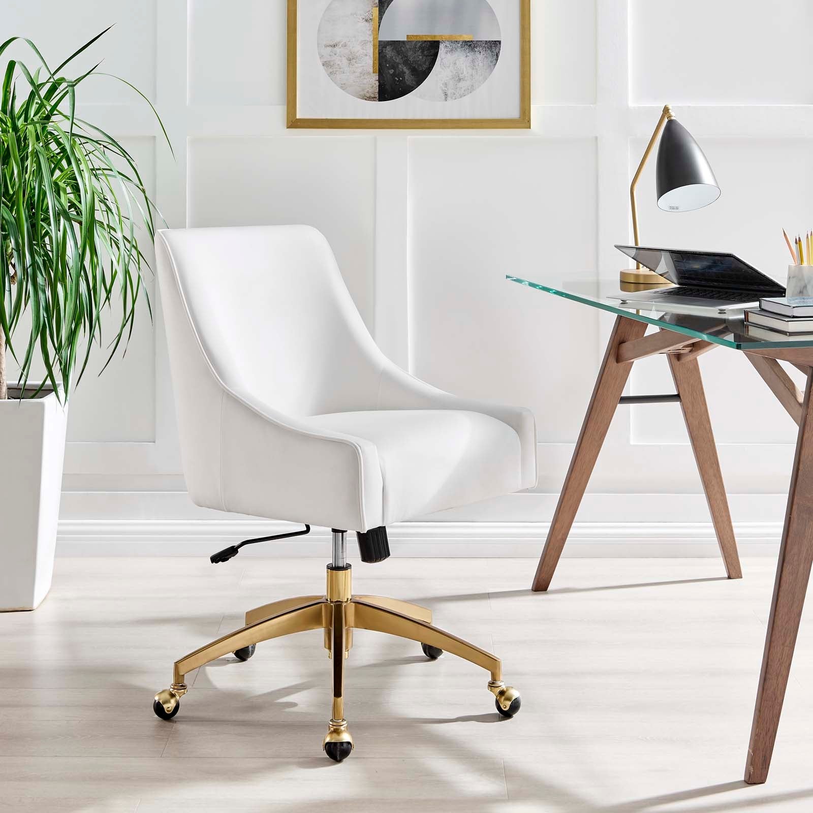 Velvet office chair discount with gold legs