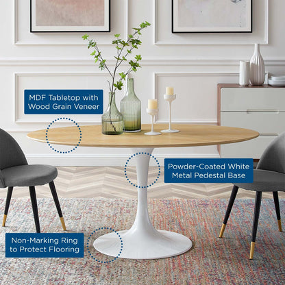 Tulip Style 60" Oval Natural Dining Table